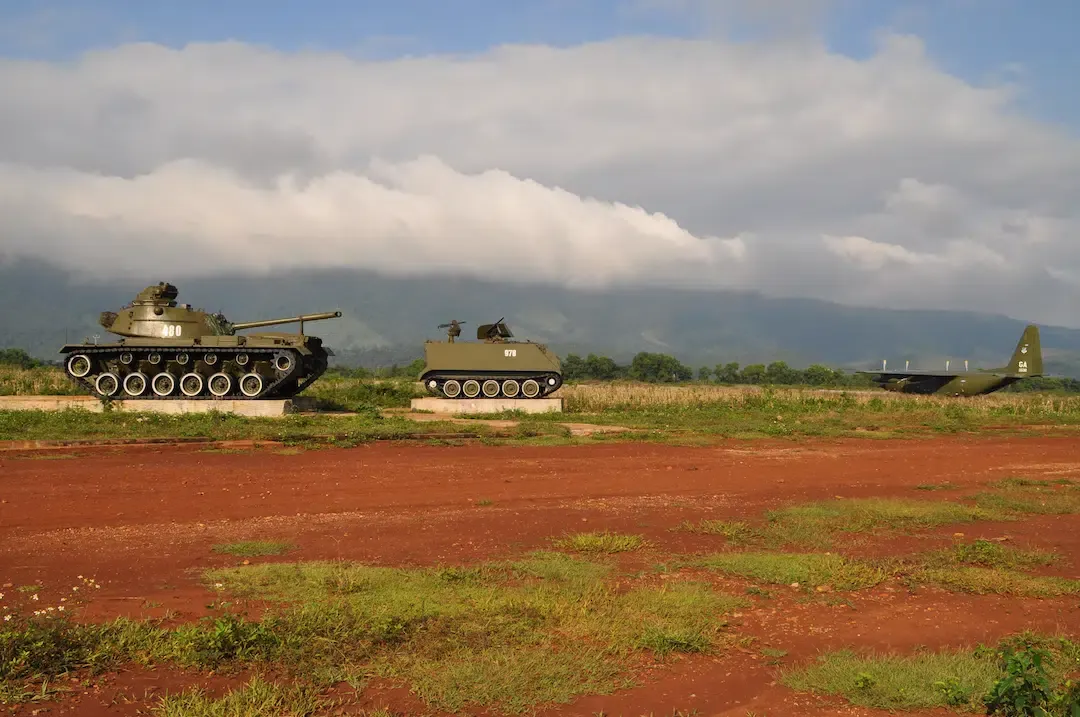 Rusted tanks and armored personnel carriers at the historic Khe Sanh Combat Base museum.