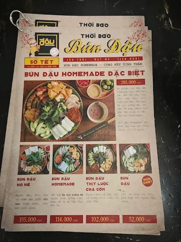 Bun Dau Homemade Restaurant Menu in Ho Chi Minh City