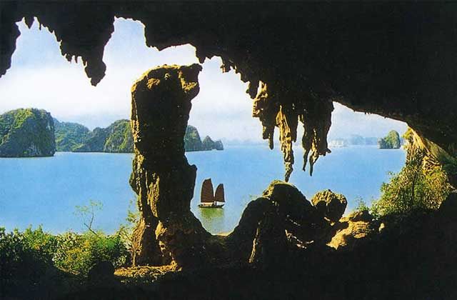 Unique Rock Formations Within Trinh Nu Cave Illuminated With Colorful Lighting.