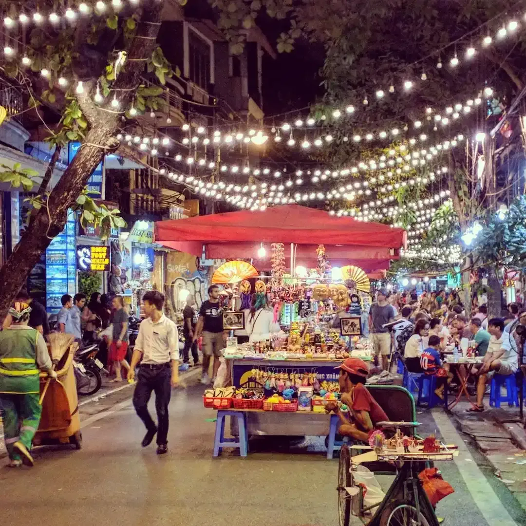 a Lively Street in Hanoi Ready for Halloween