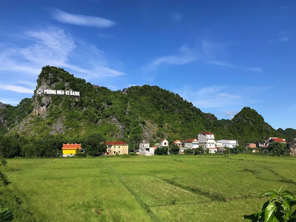 Phong Nha Ke Bang Landscape With Village and Rice Fields