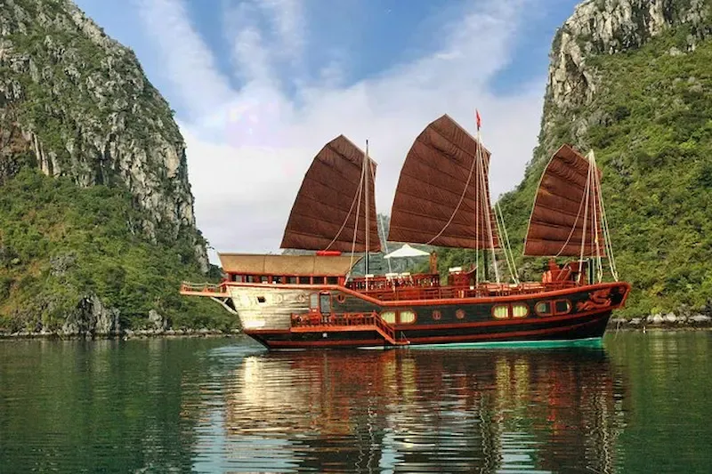 Boats Parked in Halong Bay During Cruise Tour