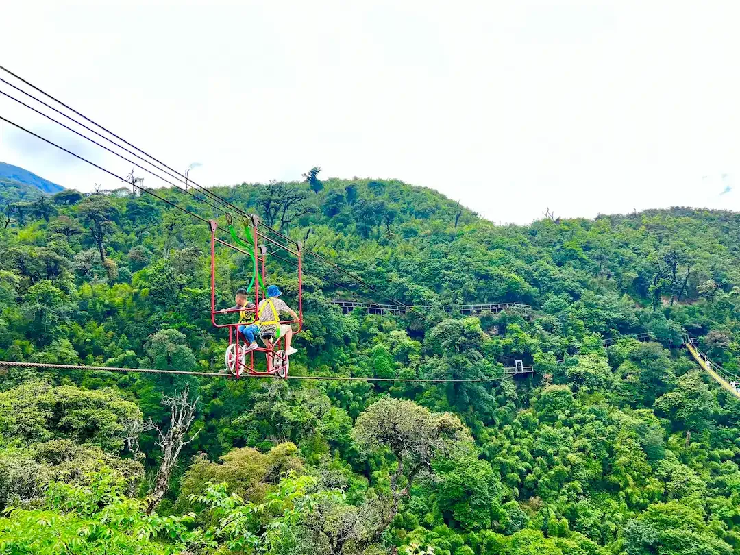 Aerial Bike Activity Over the Glass Bridge of Sapa