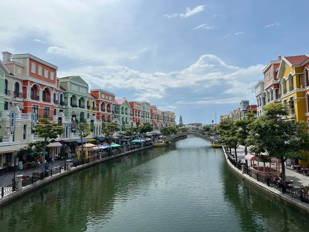 Colourful Venice Style Canal and Buildings at Grand World Phu Quoc Entertainment Complex