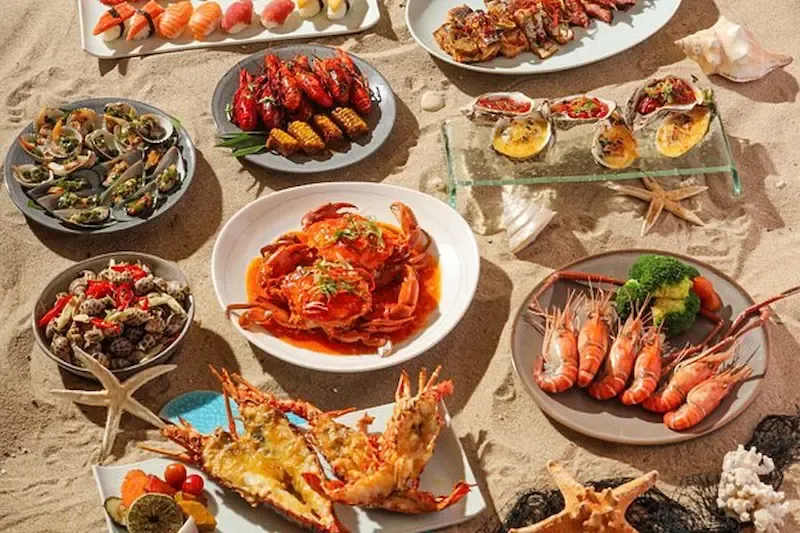 Sea Food Served on One of the Nha Trang Beach