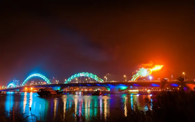 6. Dragon Bridge in Da Nang Actually Spews Fire During Night Time!