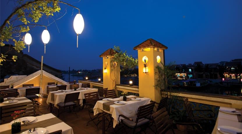 Outdoor Seating at the Cargo Club With Lanterns Overlooking Hoi An