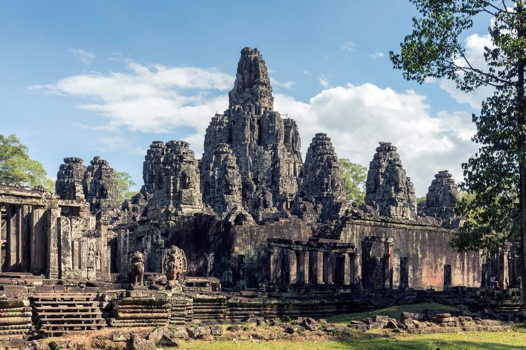 Bayon Temple at Angkor Thom, Cambodia, Featuring Iconic Stone Faces and Ancient Architecture