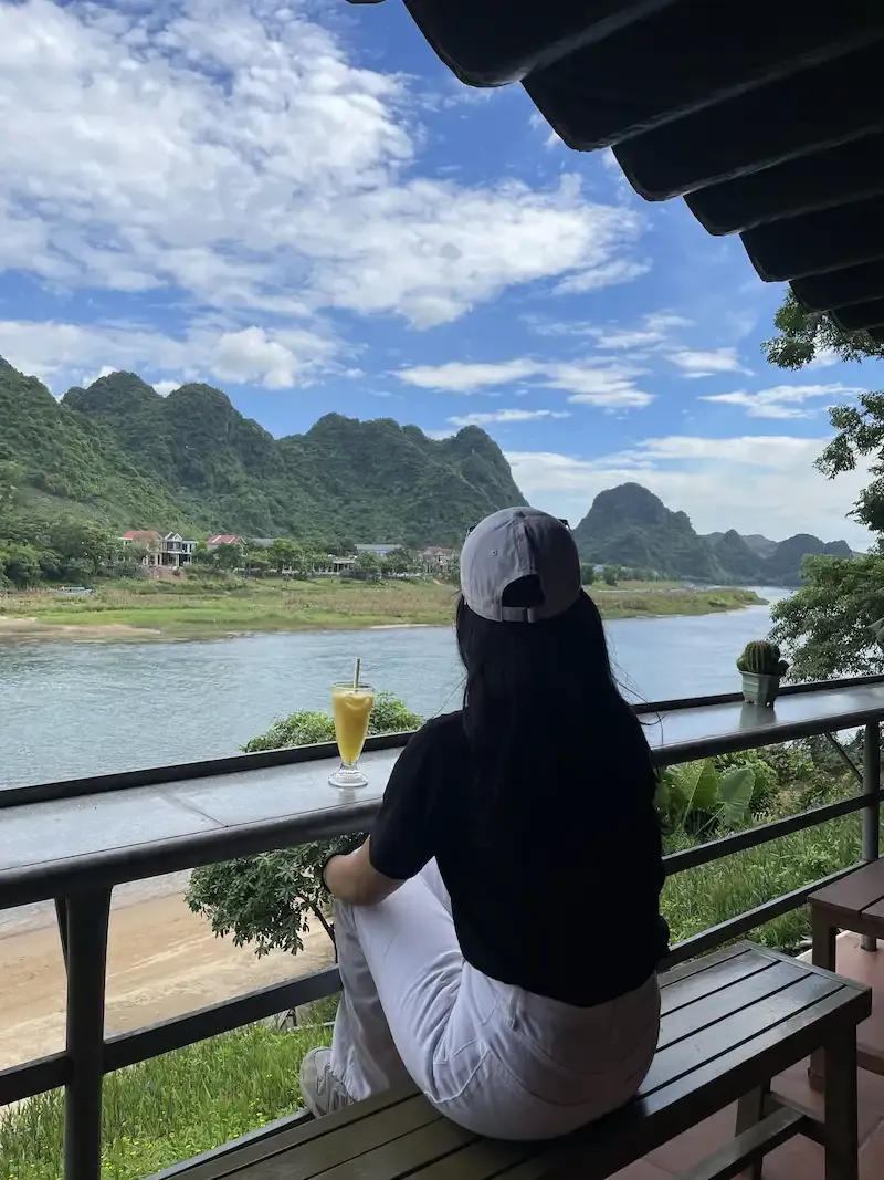 River View in Front of Phong Nha Family Garden Restaurant From Where Boats to Phong Nha Cave Start