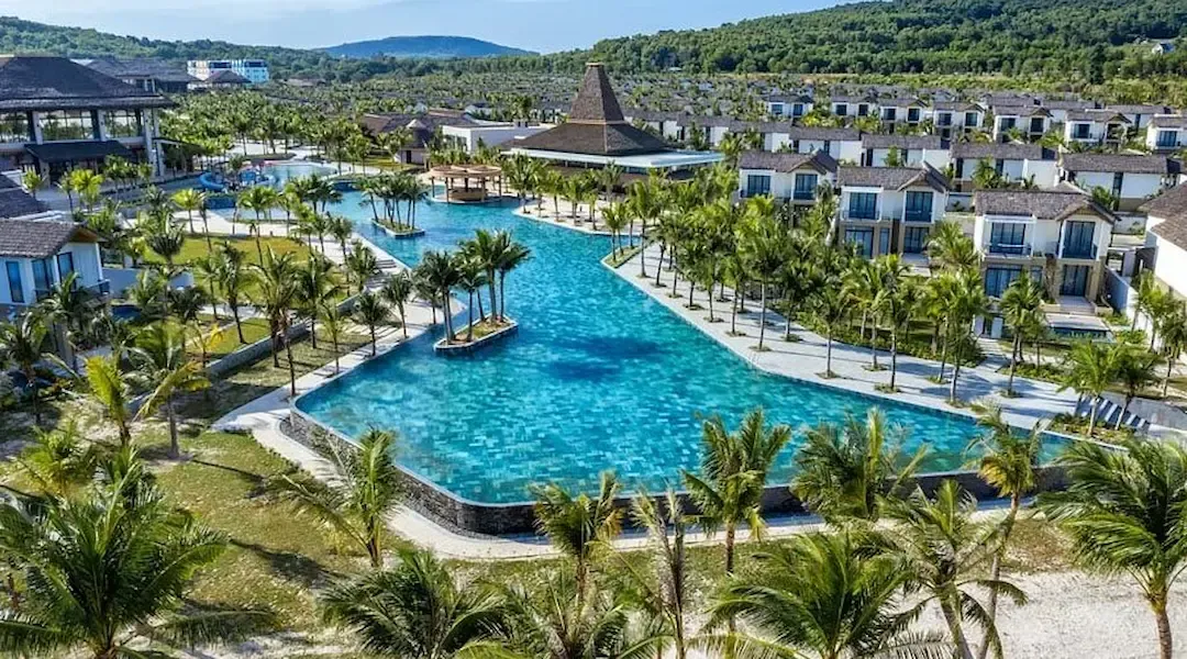 Luxury Beachfront Resort With Lagoon Pool Surrounded by Palm Trees in Phu Quoc Island