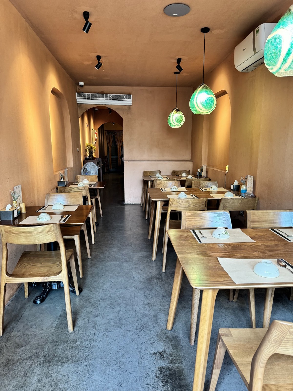 Dining room of a chay vegetarian restaurant in Hanoi