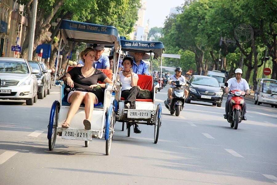 Cyclo Three Wheeled Bicycle Taxi Hanoi