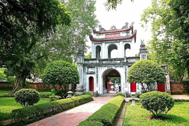 2. the Entrance Gate of an Ancient Temple Surrounded by Greenery in Hanoi, Vietnam.
