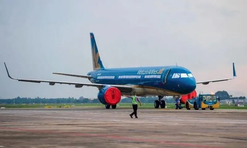 a Vietnam Airlinses Aircraft at Dong Hoi Airport Near Phong Nha
