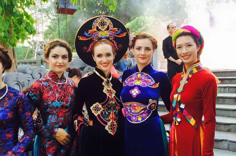 Vietnemese Ao Dai Worn by Tourists in Hanoi