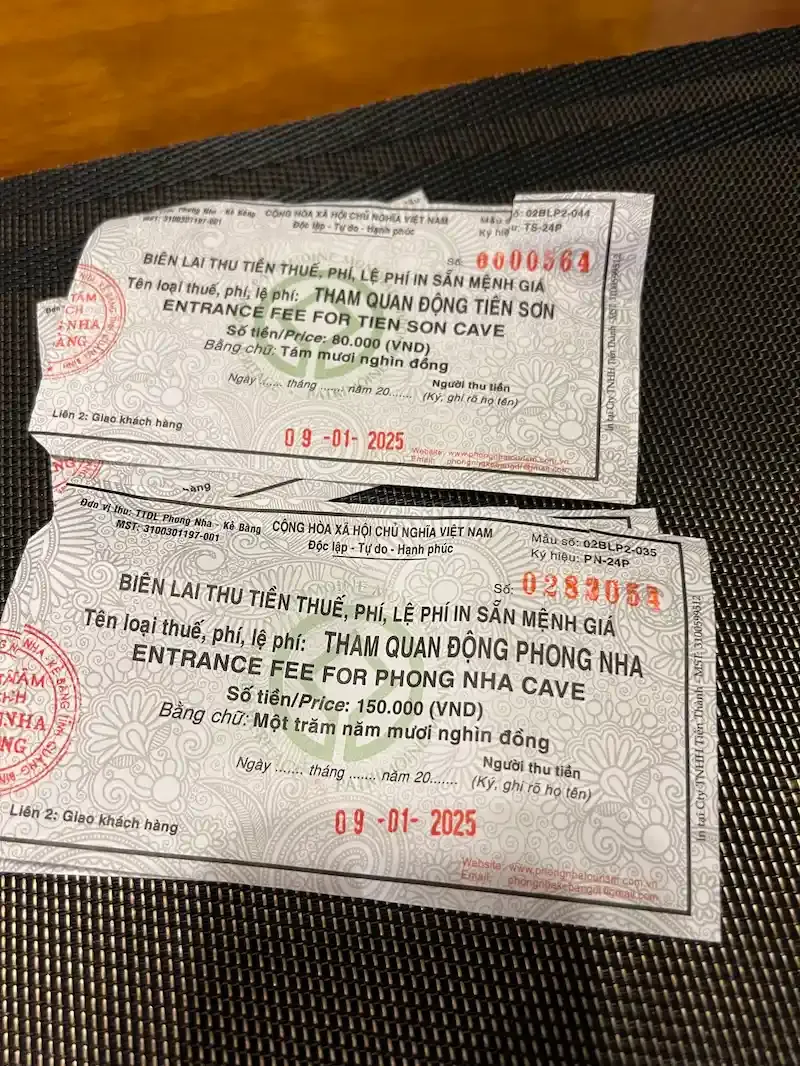 Tickets Issued at the Phong Nha Boat Station