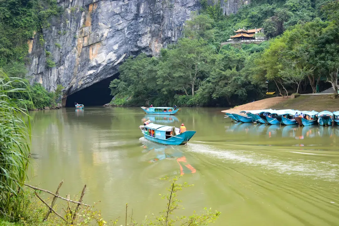 Boats at the Phong Nha Cave boat station