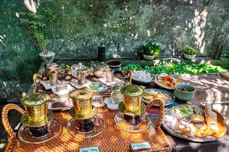 Traditional Tea Setup at Reaching out Teahouse in Hoi An