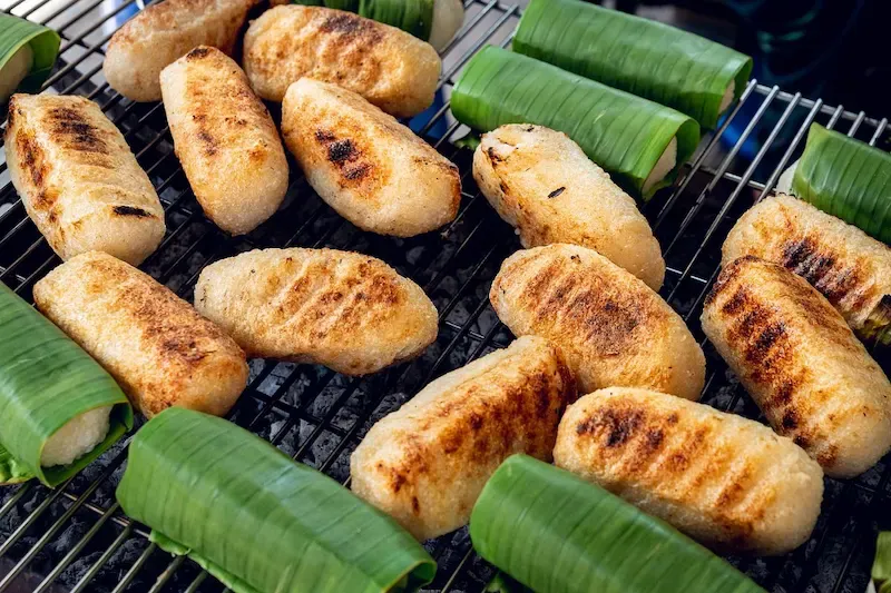 Banh Chuoi Nưong or Grilled Banana Sticky Rice Is a Unique Dish of Vietnam