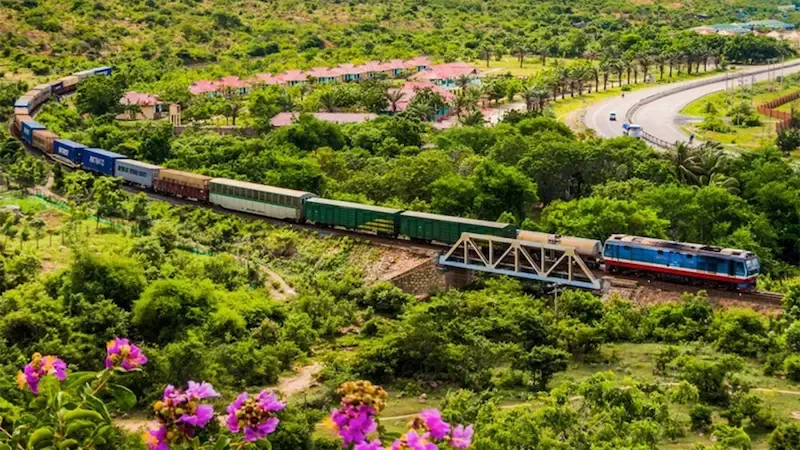a Train Going Towards Ninh Binh From Hanoi