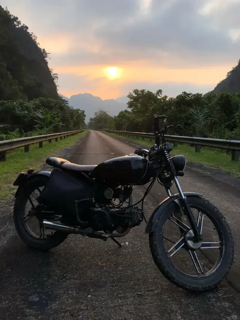Motorbike Stop in Phong Nha While on the Way to Hue City in Vietnam