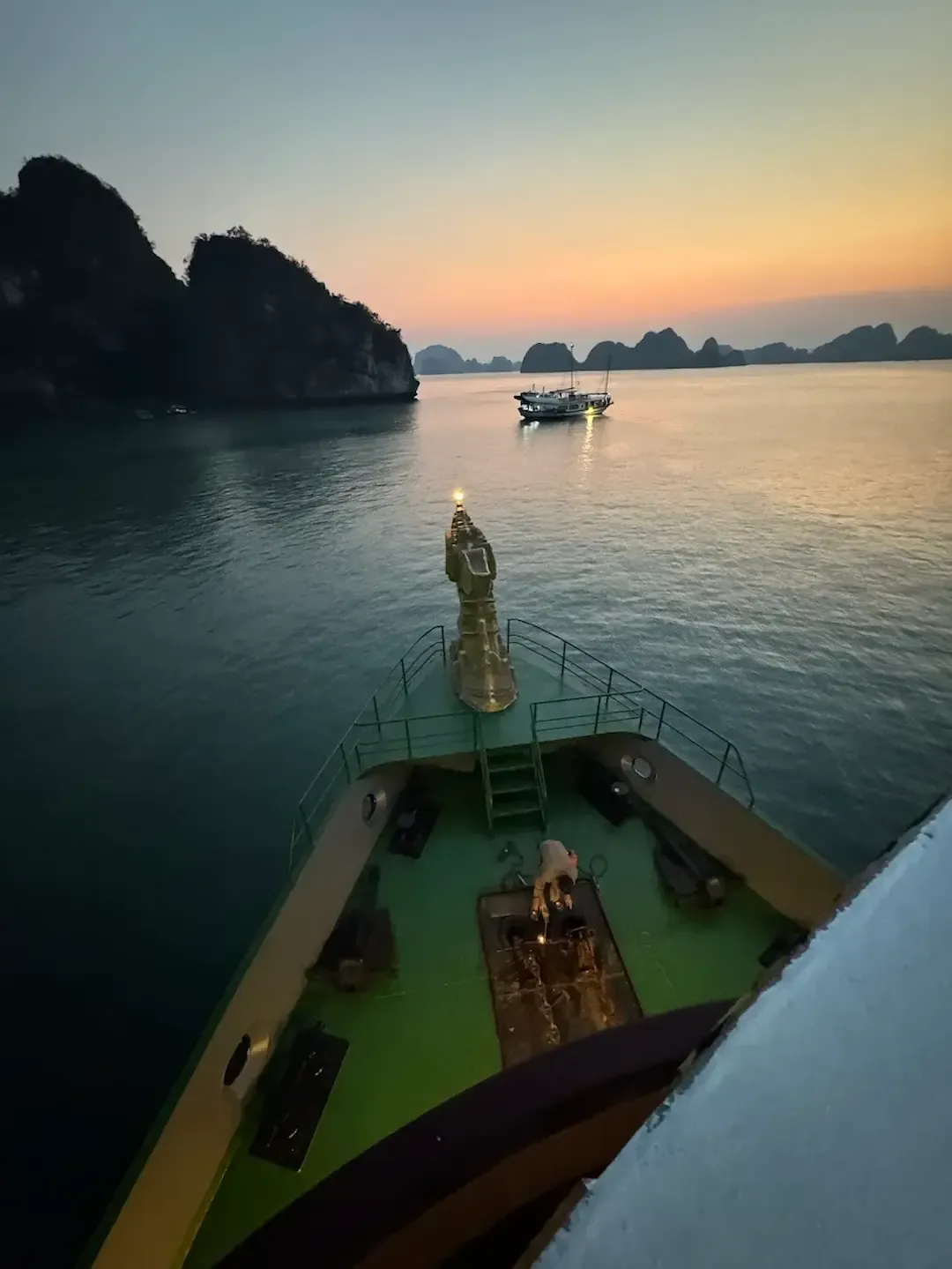 Indochina Junk Cruise Ship in Waters of Halong Bay