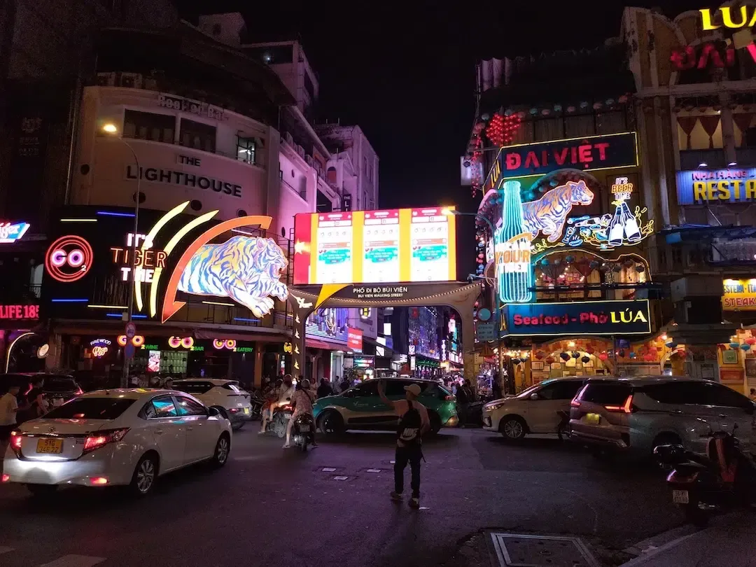 Entrance of Bui Vien Walking Street at Night