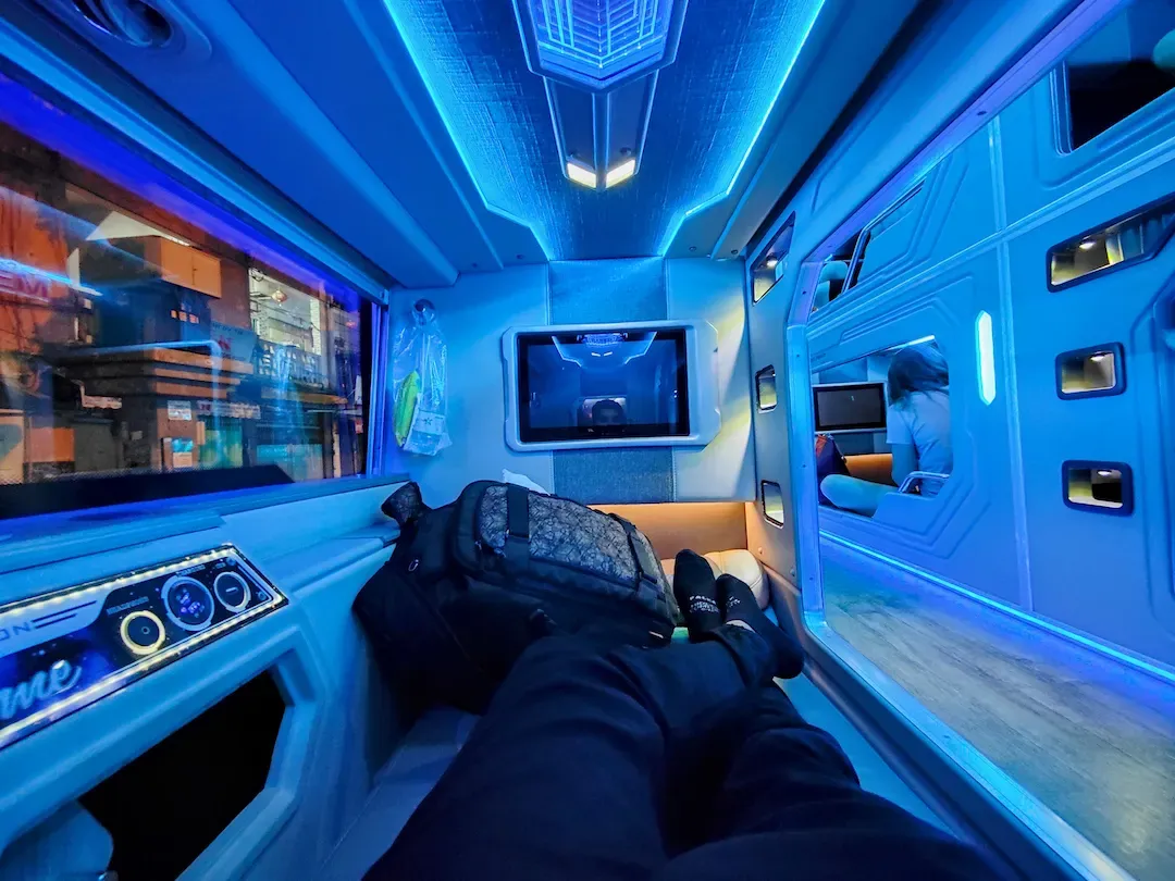 a Sleeper Bus Interior in Vietnam