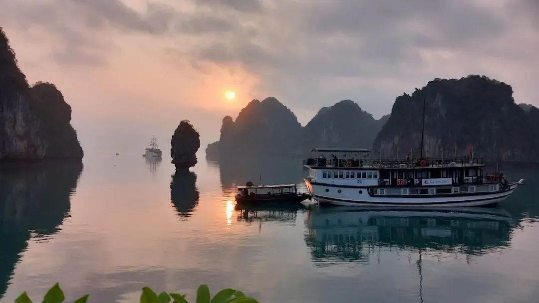 a Beautiful Sunrise in Halong Bay, Vietnam