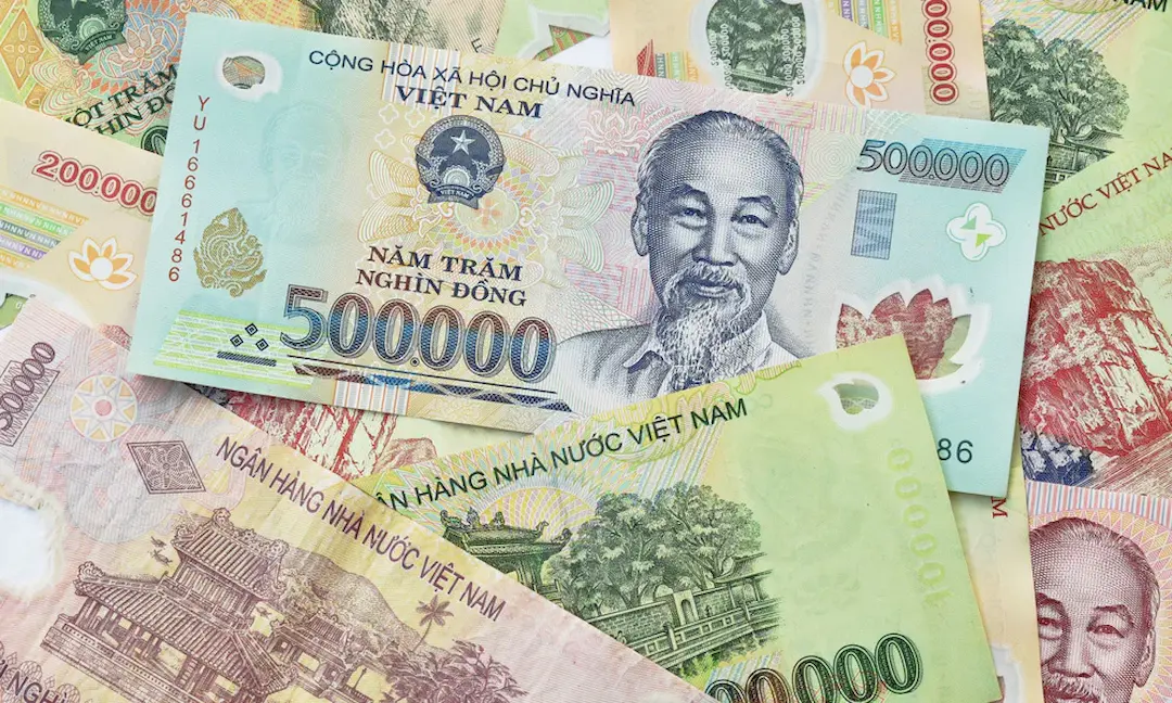 Vietnamese dong banknotes in several denominations