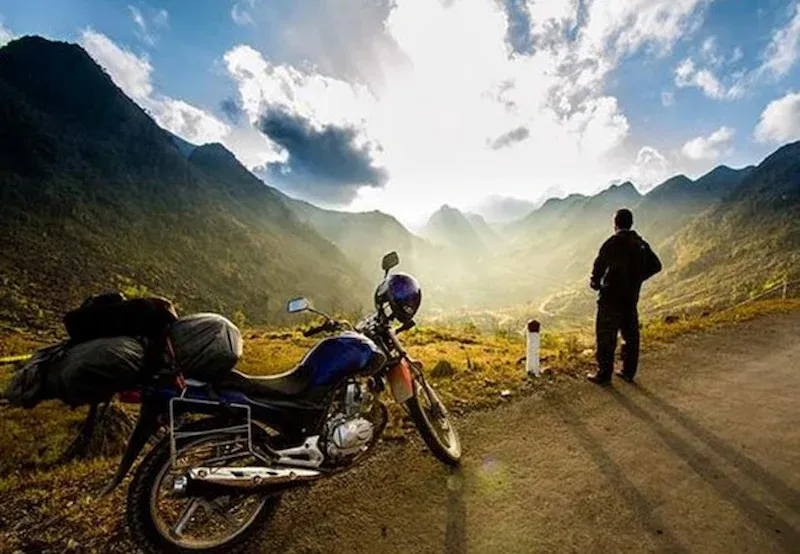 a Bike Rider Taking a Stop on the Way to Ninh Binh From Hanoi