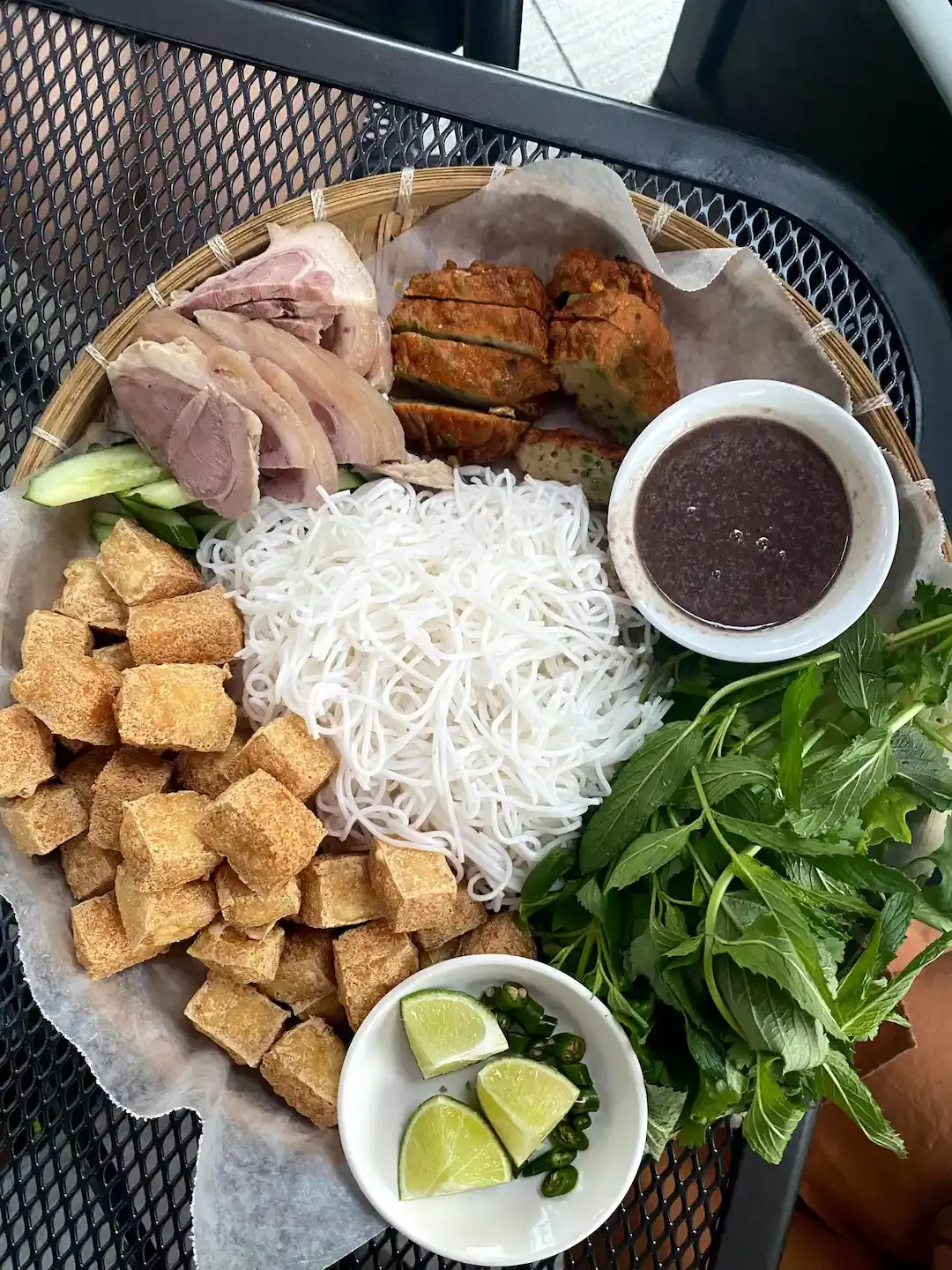 Bun Dau Mam Tom Served in a Hanoi Local Restaurant